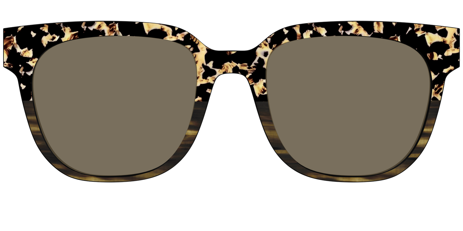 The Polarized Caramel Tortoise Horn Split Sun Top - Front Top Image - Pair Eyewear