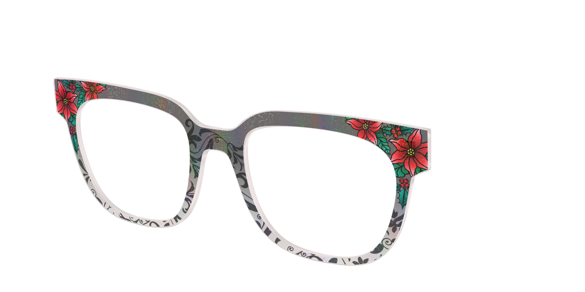 The Romantic Poinsettia Holographic Crystal - Angle Top Image - Pair Eyewear