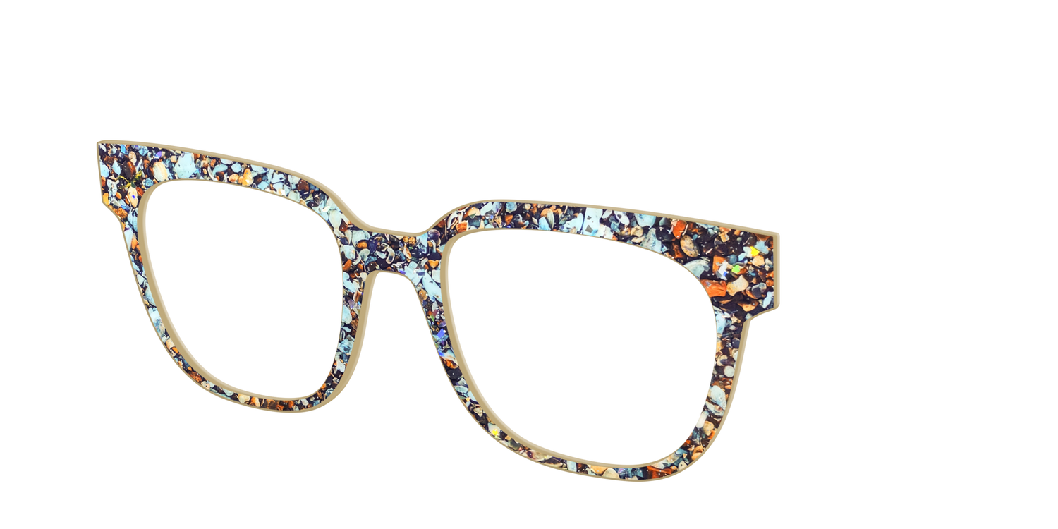 The Seashell Tortoise with Holographic Glitter - Angle Top Image - Pair Eyewear
