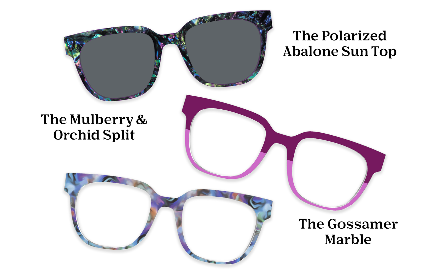 The Murphy - Violet Pearlized Gradient Acetate Rose Gold Metal - Pairing Set - Pair Eyewear