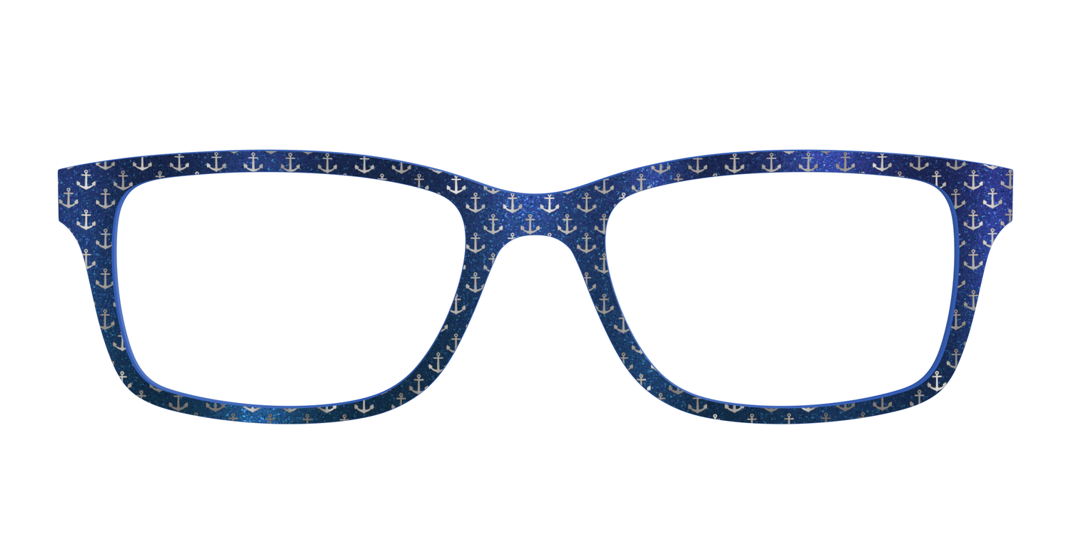 The Blue Shimmer with Silver Foil Anchors - Front Top Image - Pair Eyewear