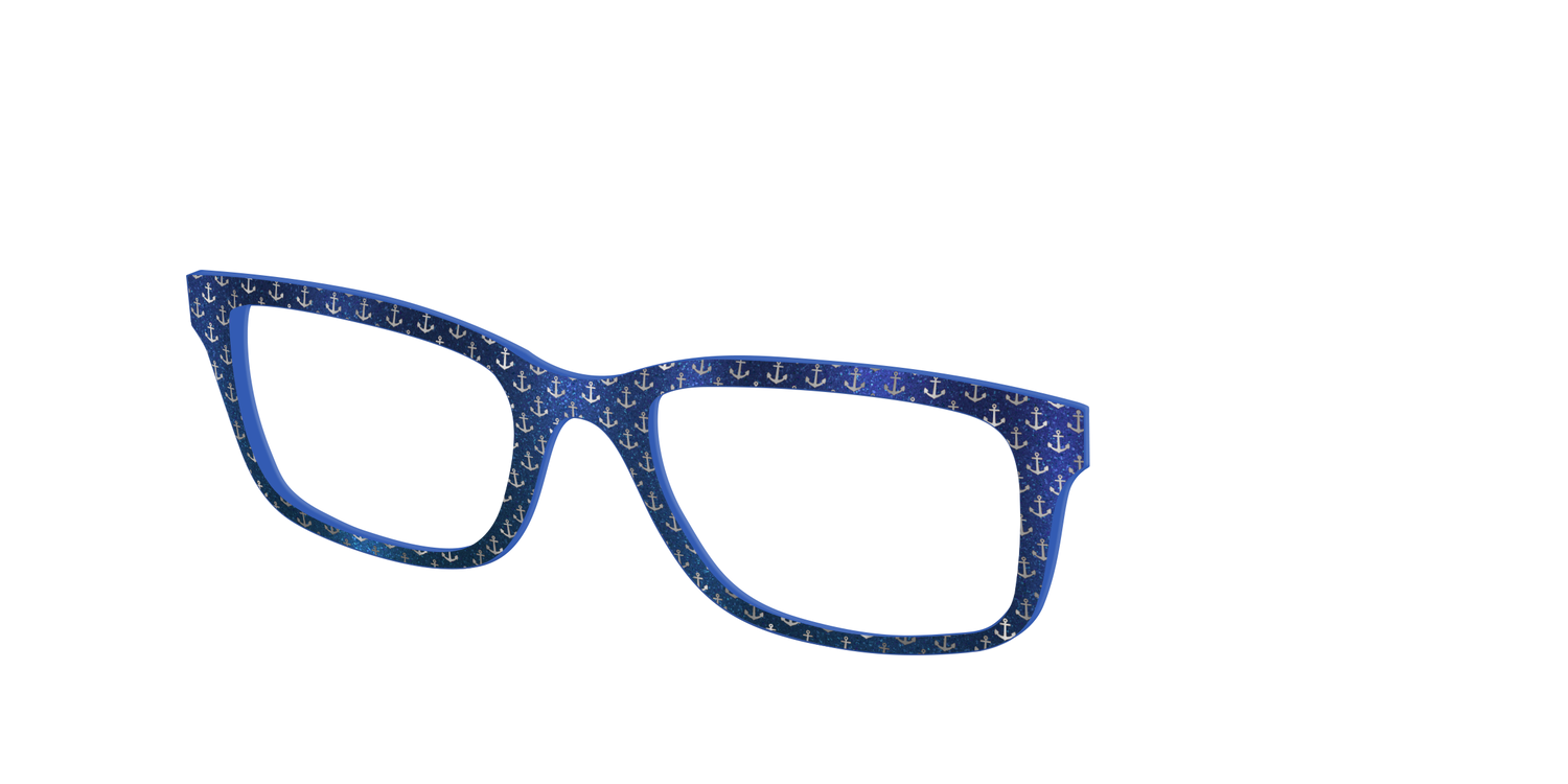 The Blue Shimmer with Silver Foil Anchors - Angle Top Image - Pair Eyewear