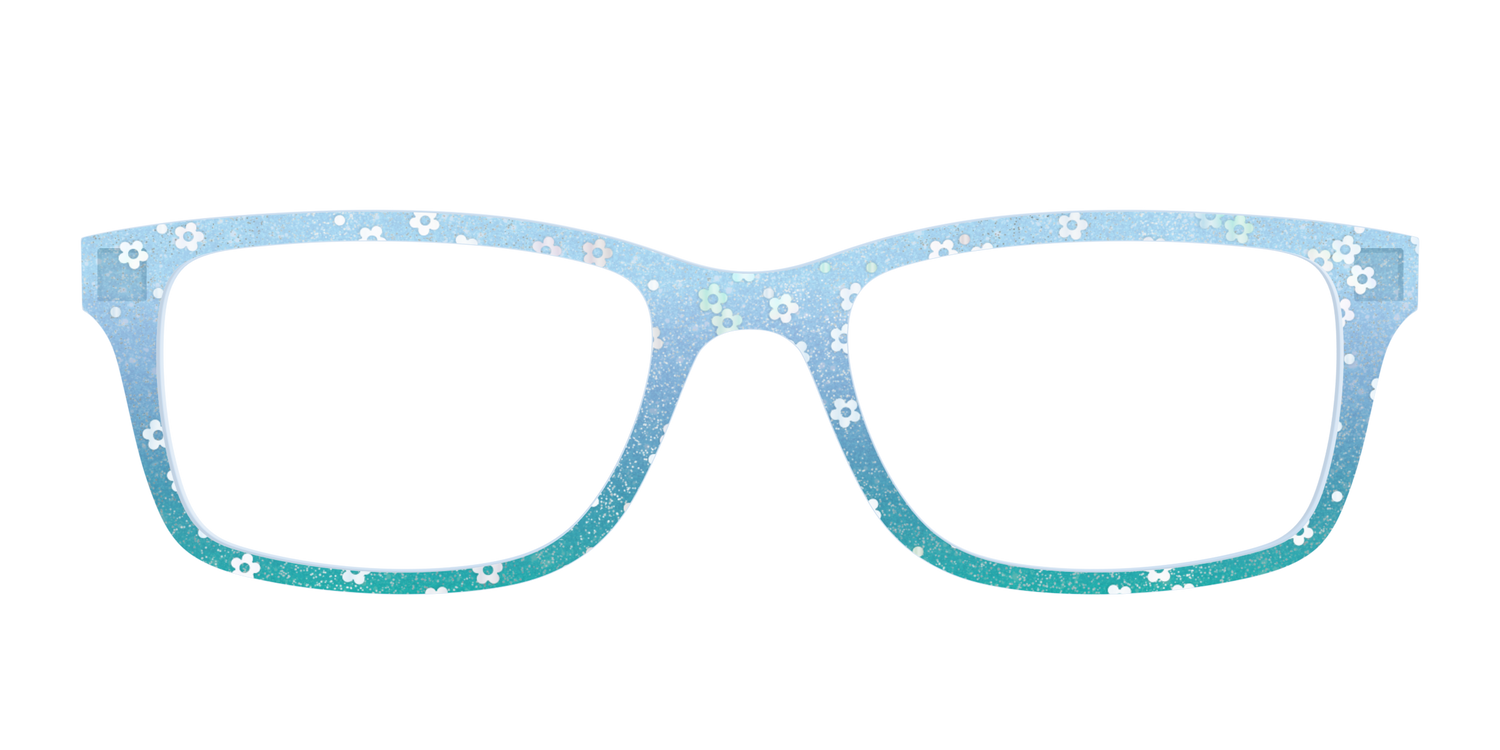 The Sky Blue Crystal with Daisy Glitter - Front Top Image - Pair Eyewear