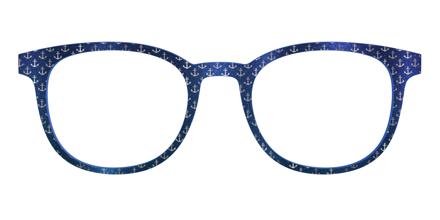 The Blue Shimmer with Silver Foil Anchors - Front Top Image - Pair Eyewear