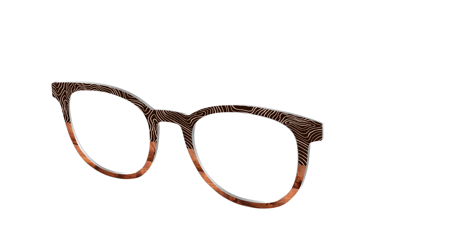 The Cabin Woodgrain Split - Angle Top Image - Pair Eyewear