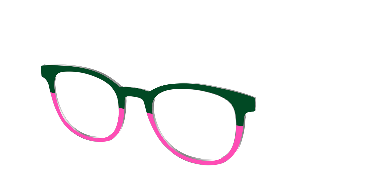 The Emerald and Flamingo Split - Angle Top Image - Pair Eyewear