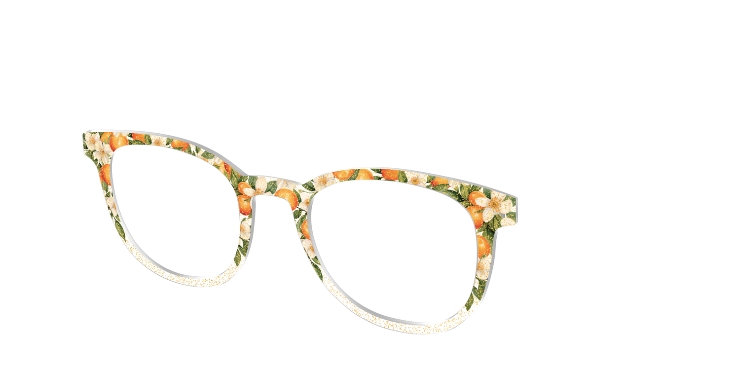 The Orange Blossom Glitter Crystal - Angle Top Image - Pair Eyewear