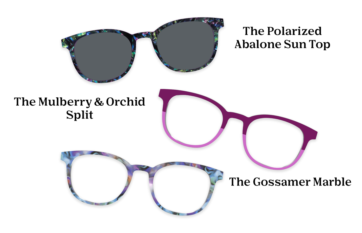 The Reese - Violet Pearlized Gradient Acetate Rose Gold Metal - Pairing Set - Pair Eyewear