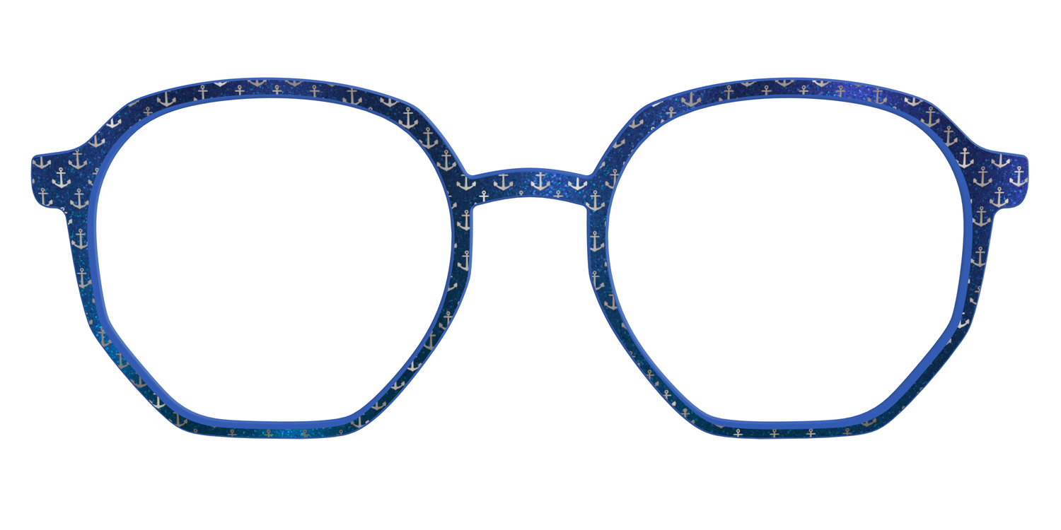 The Blue Shimmer with Silver Foil Anchors - Front Top Image - Pair Eyewear