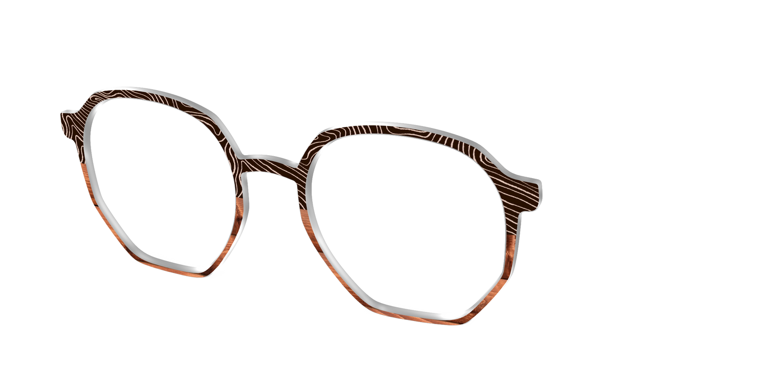 The Cabin Woodgrain Split - Angle Top Image - Pair Eyewear