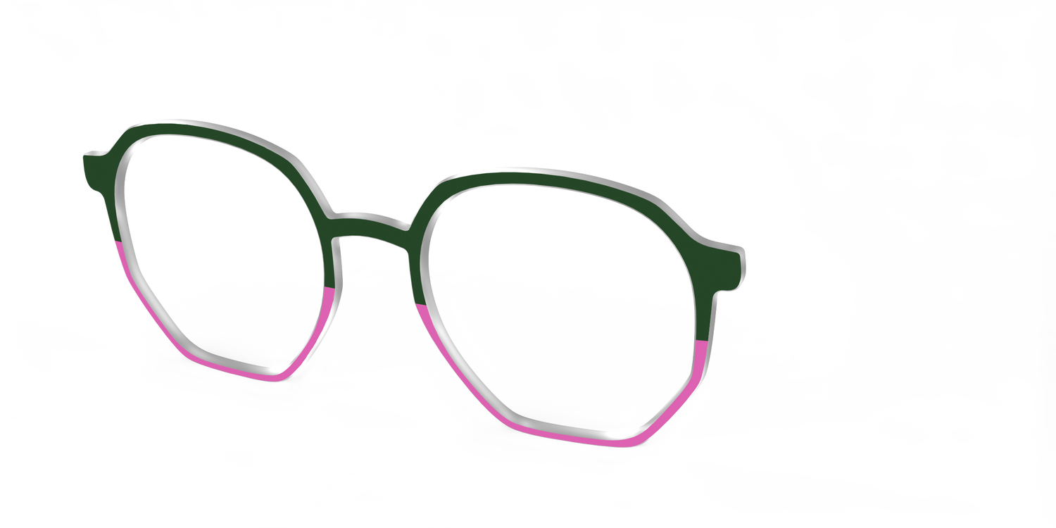 The Emerald and Flamingo Split - Angle Top Image - Pair Eyewear