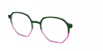The Emerald and Flamingo Split - Angle Top Thumbnail - Pair Eyewear