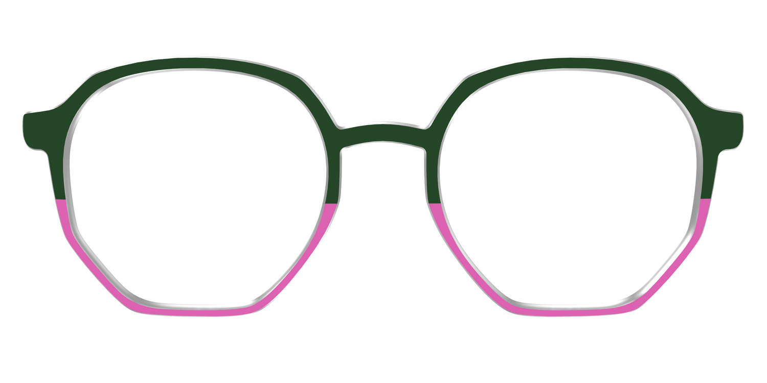 The Emerald and Flamingo Split - Front Top Image - Pair Eyewear