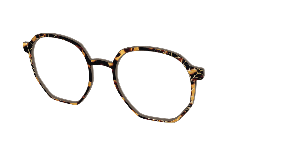 The Haunted Tortoise with Gold Foil Webs - Angle Top Image - Pair Eyewear