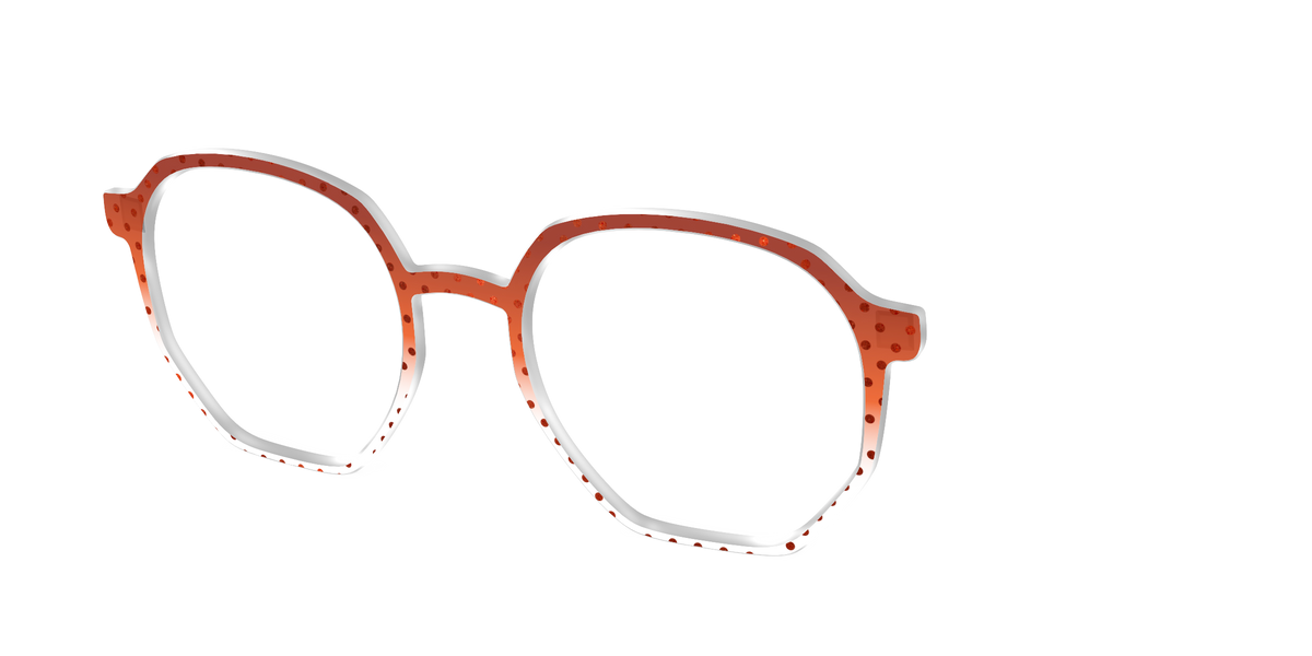 The Inferno Orange Gradient Crystal Polka Dots - Angle Top Image - Pair Eyewear