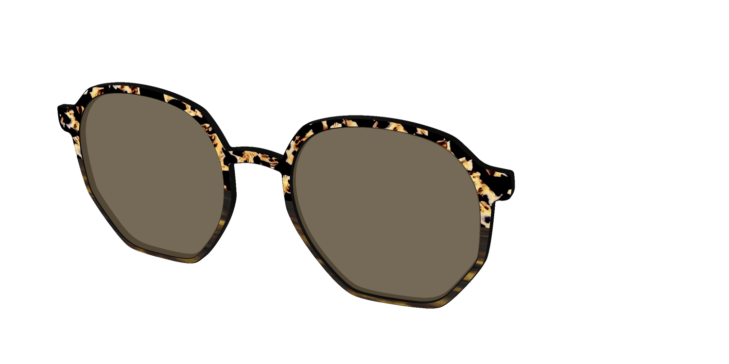 The Polarized Caramel Tortoise Horn Split Sun Top - Angle Top Image - Pair Eyewear
