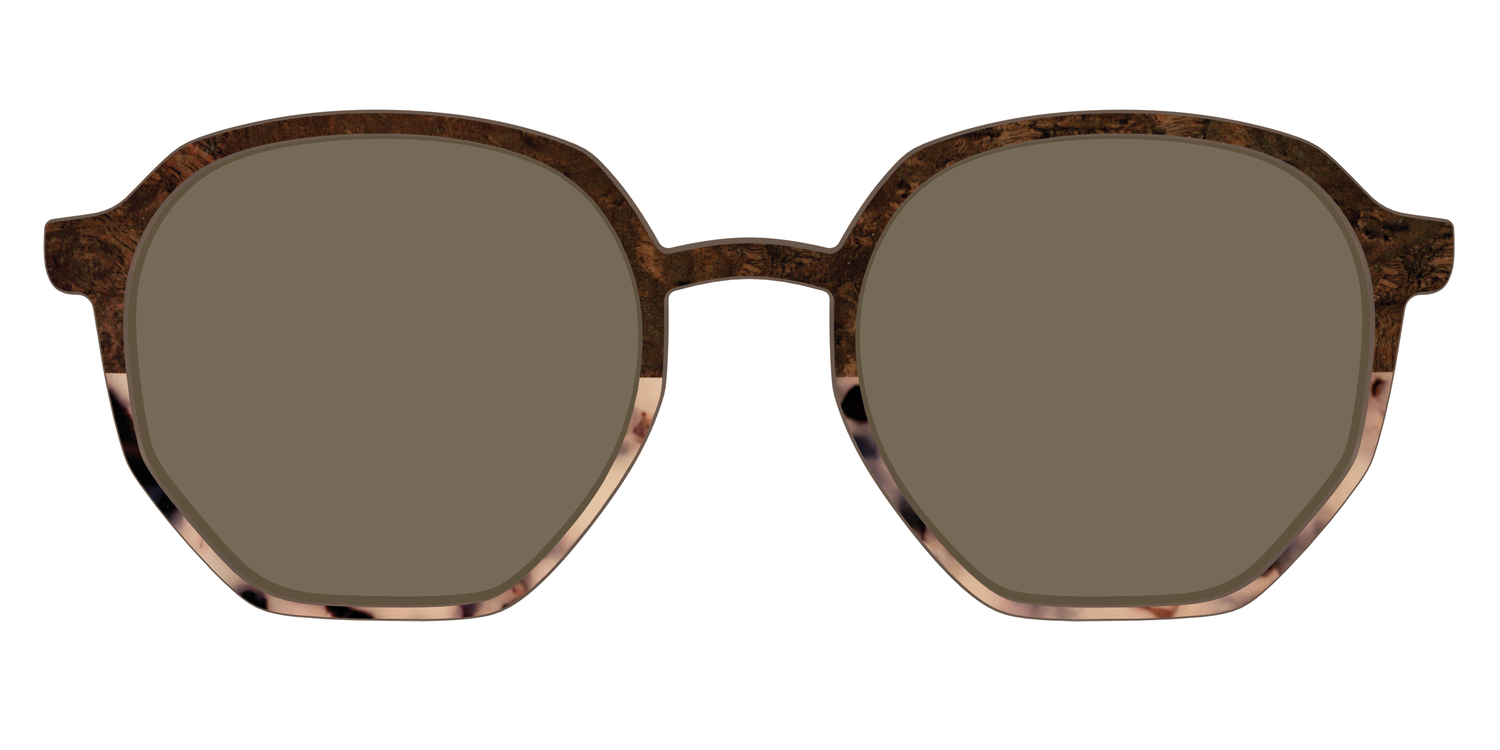 The Polarized Dark Oak Tortoise Split Sun Top - Front Top Image - Pair Eyewear