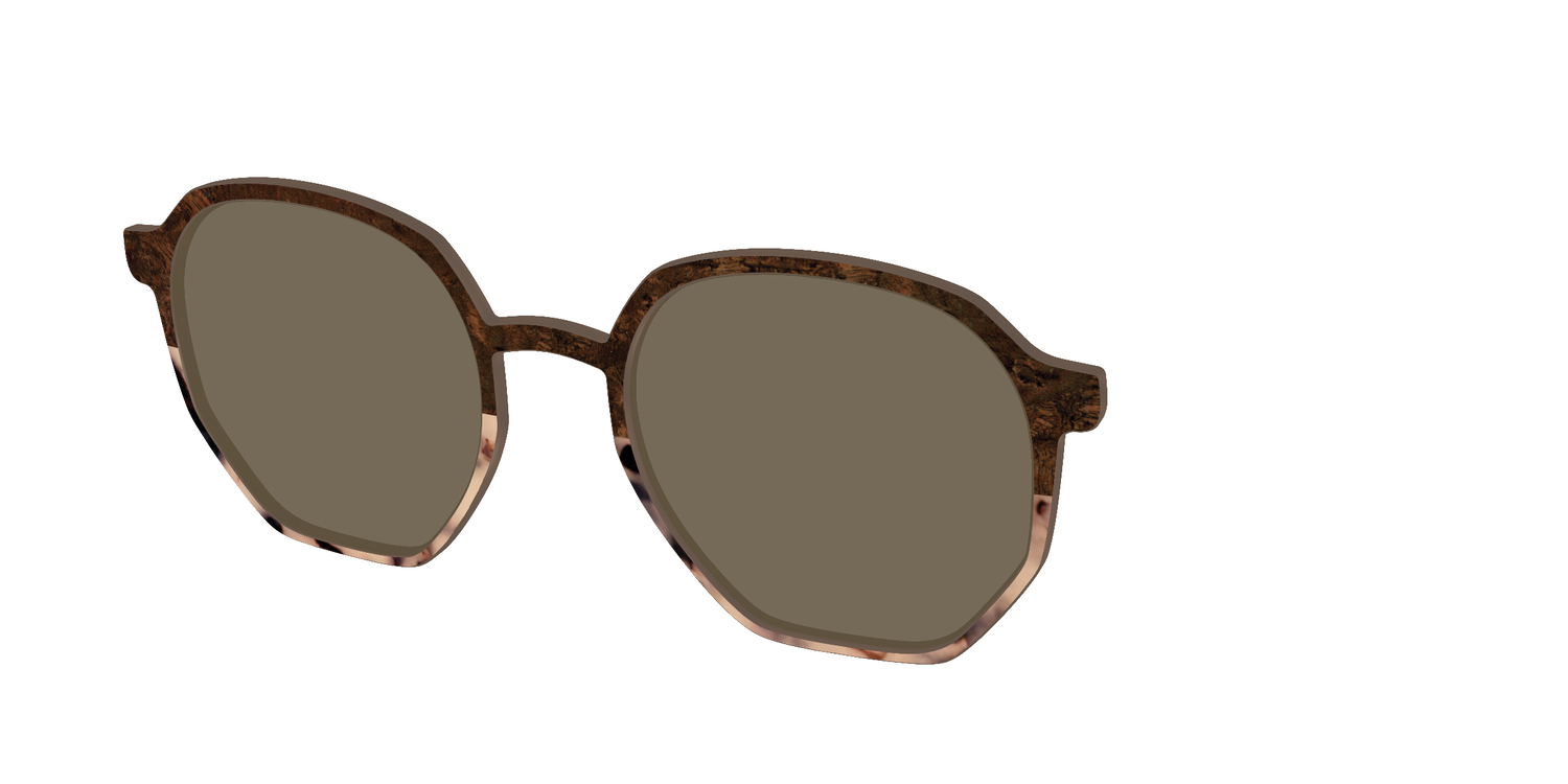The Polarized Dark Oak Tortoise Split Sun Top - Angle Top Image - Pair Eyewear