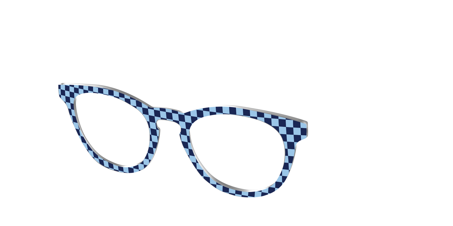 The Cobalt Check - Angle Top Image - Pair Eyewear