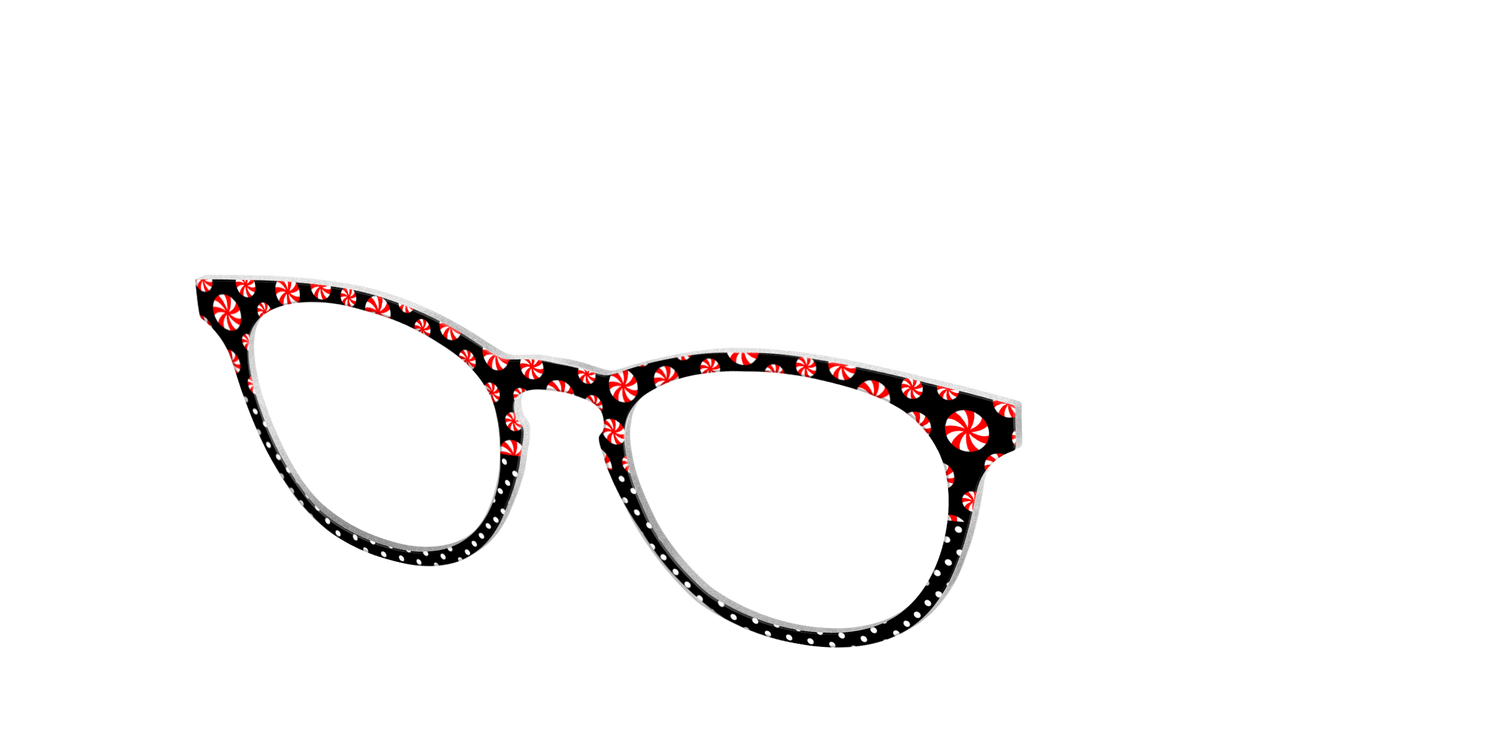 The Peppermint Pin Dot Split - Angle Top Image - Pair Eyewear