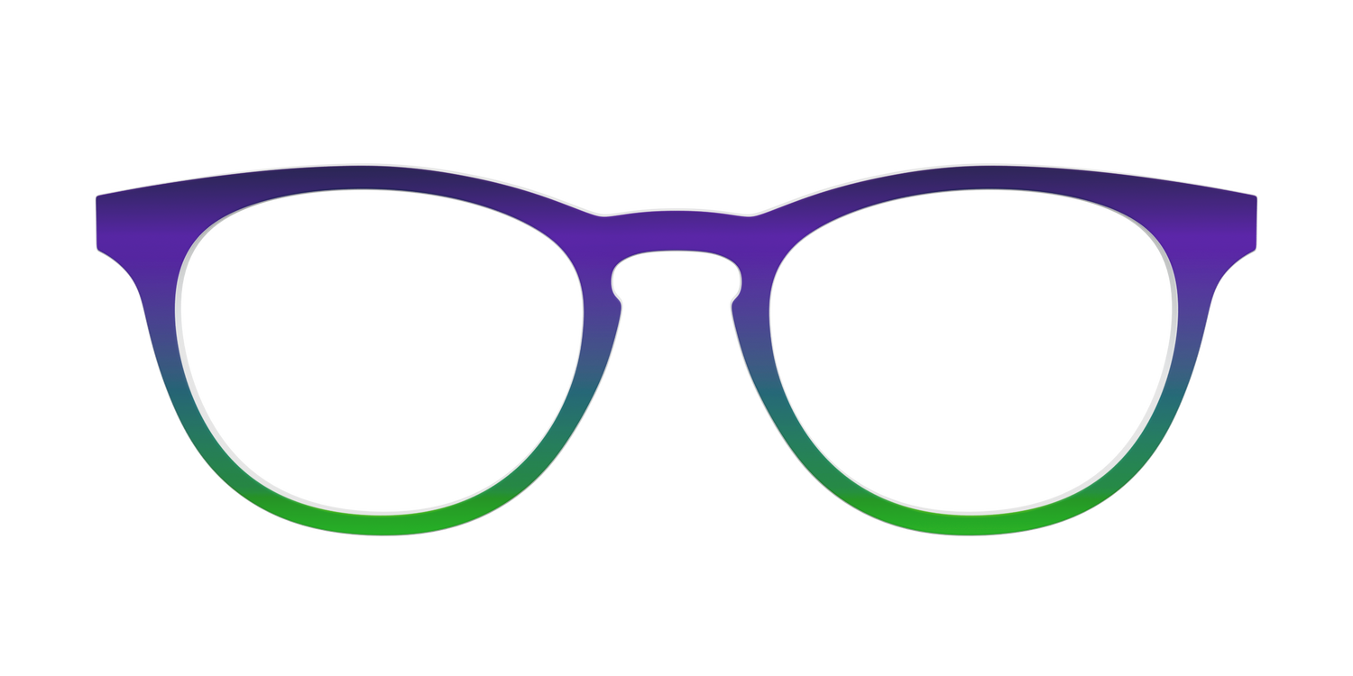 The Ultra Violet to Bright Green Gradient - Front Top Image - Pair Eyewear