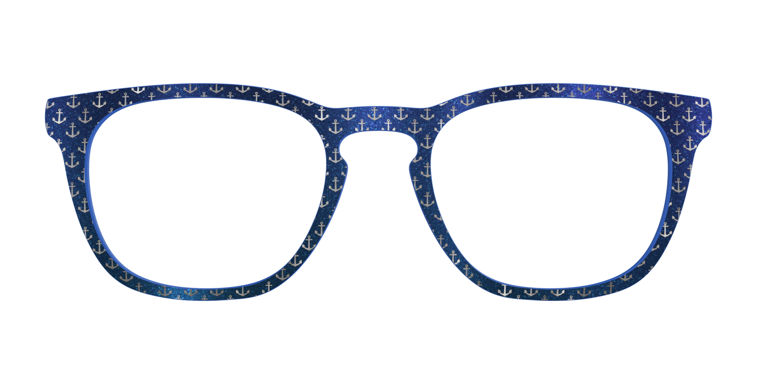 The Blue Shimmer with Silver Foil Anchors - Front Top Image - Pair Eyewear