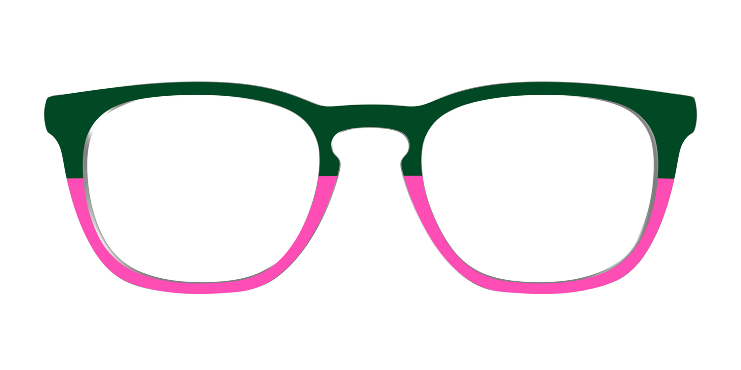 The Emerald and Flamingo Split - Front Top Image - Pair Eyewear