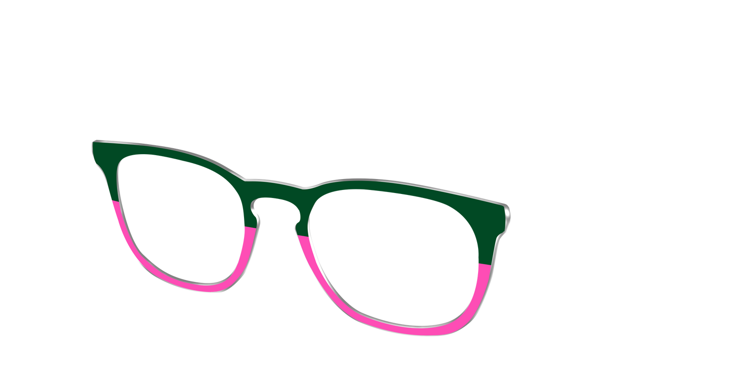 The Emerald and Flamingo Split - Angle Top Image - Pair Eyewear