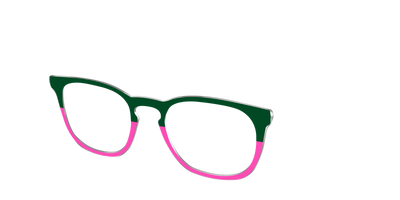 The Emerald and Flamingo Split - Angle Top Thumbnail - Pair Eyewear
