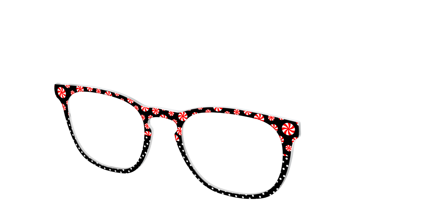 The Peppermint Pin Dot Split - Angle Top Image - Pair Eyewear