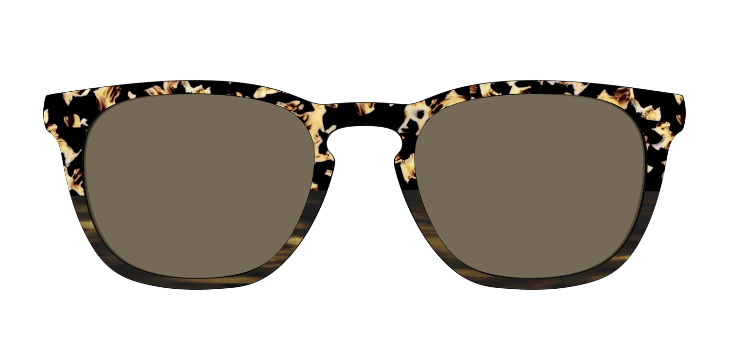 The Polarized Caramel Tortoise Horn Split Sun Top - Front Top Image - Pair Eyewear