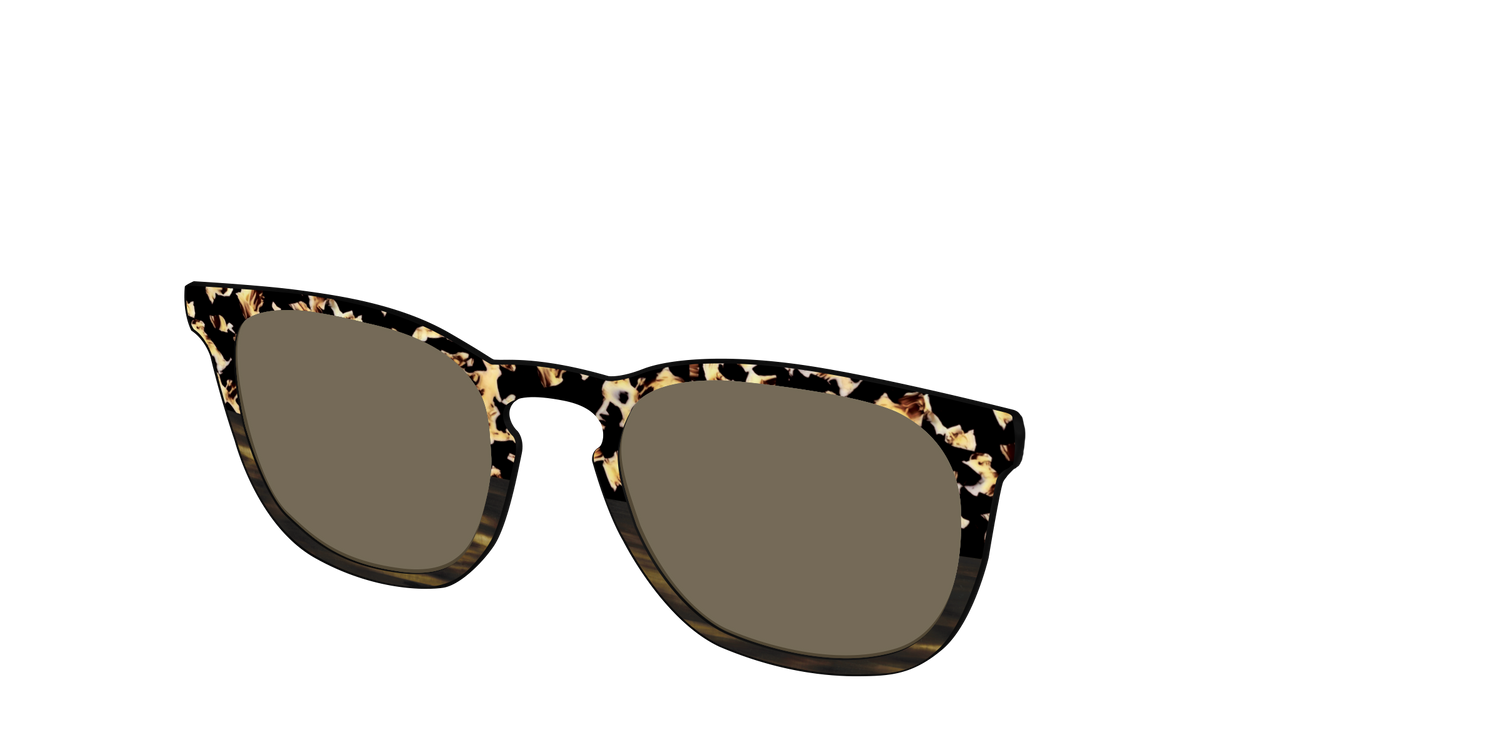 The Polarized Caramel Tortoise Horn Split Sun Top - Angle Top Image - Pair Eyewear