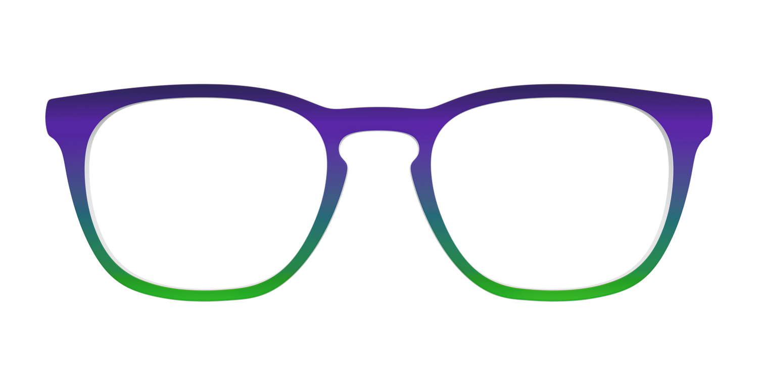 The Ultra Violet to Bright Green Gradient - Front Top Image - Pair Eyewear