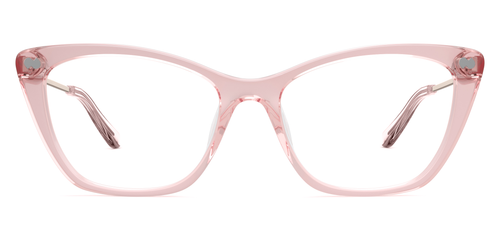 The Wanda - Pink Clear Acetate Rose Gold Metal - Secondary Image - Pair Eyewear