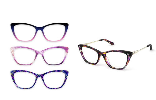 The Wanda - Purple Confetti Tortoise Acetate Gold Metal - Pair Eyewear