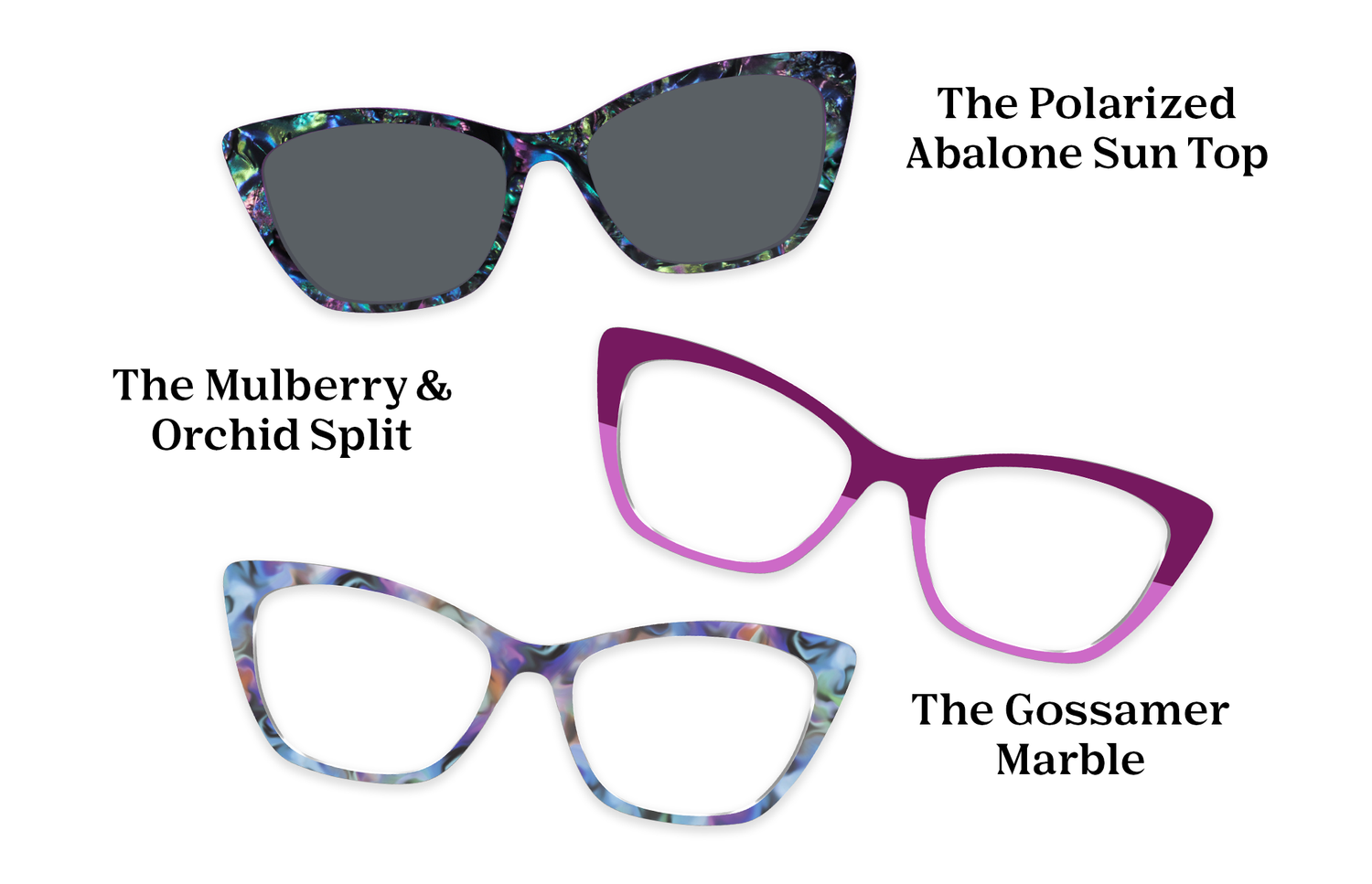 The Wanda - Violet Pearlized Gradient Acetate Rose Gold Metal - Pairing Set - Pair Eyewear