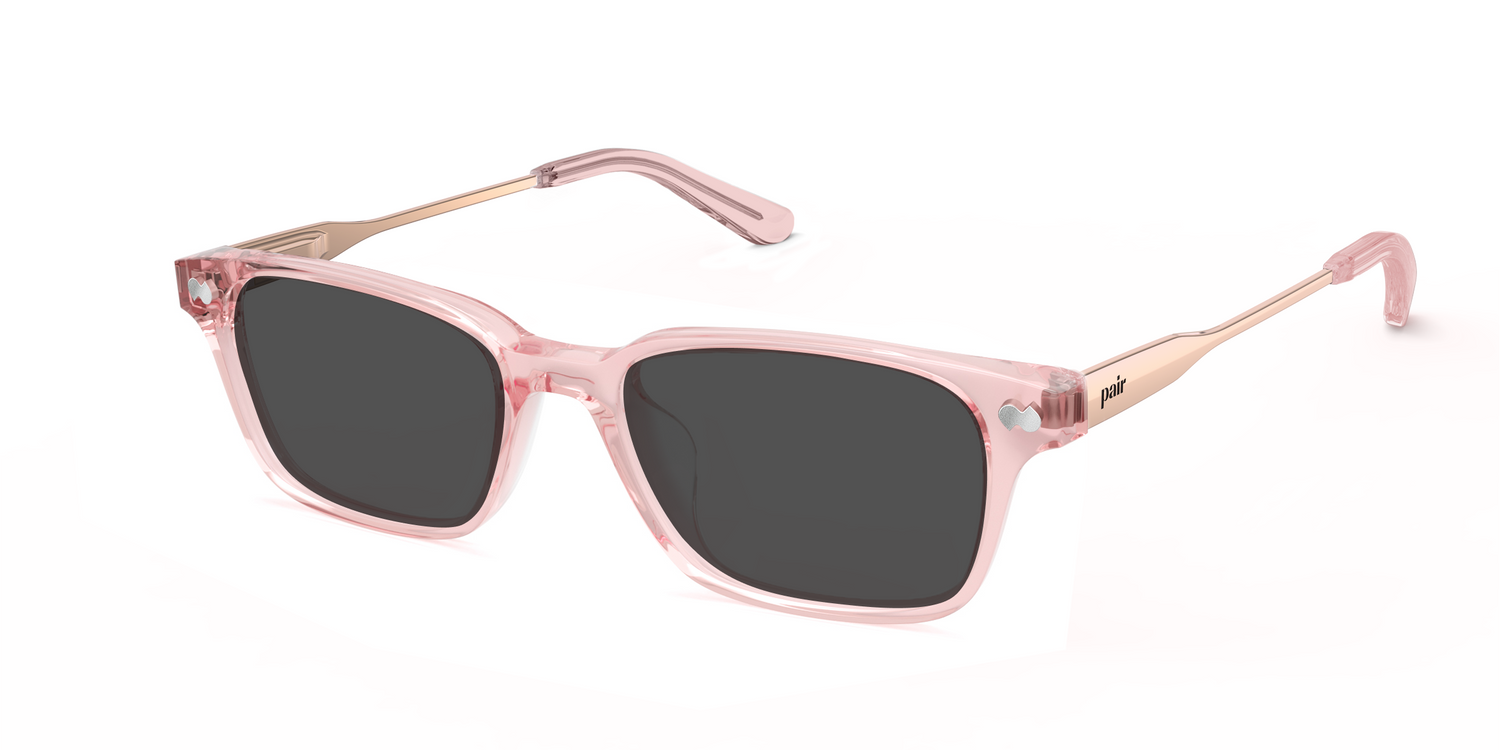 The Finley - Pink Clear Acetate Rose Gold Metal Sun - Carousel1 - Pair Eyewear