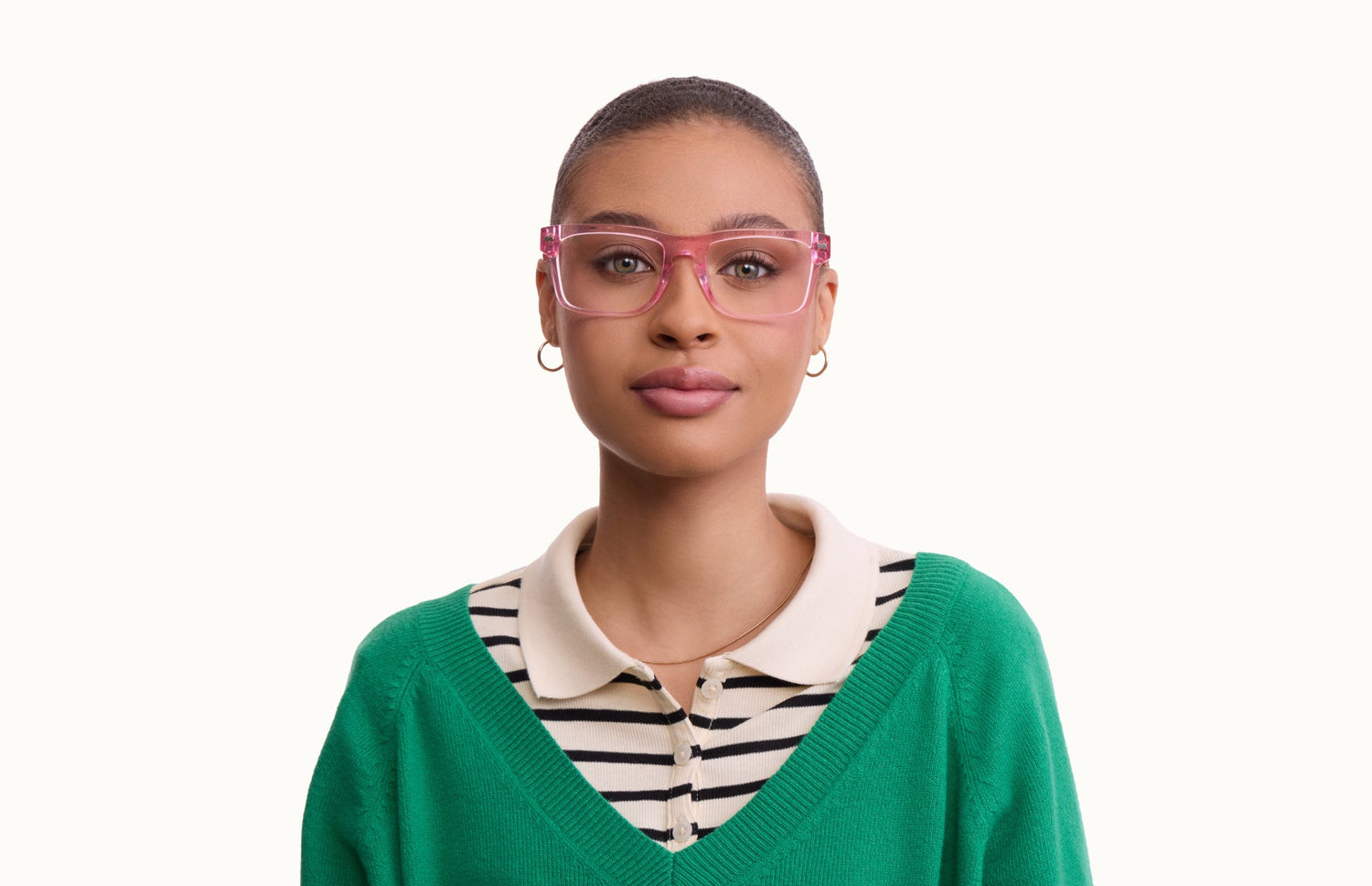 The Drew - Pink Glitter Clear - LifeStyle1 - Pair Eyewear
