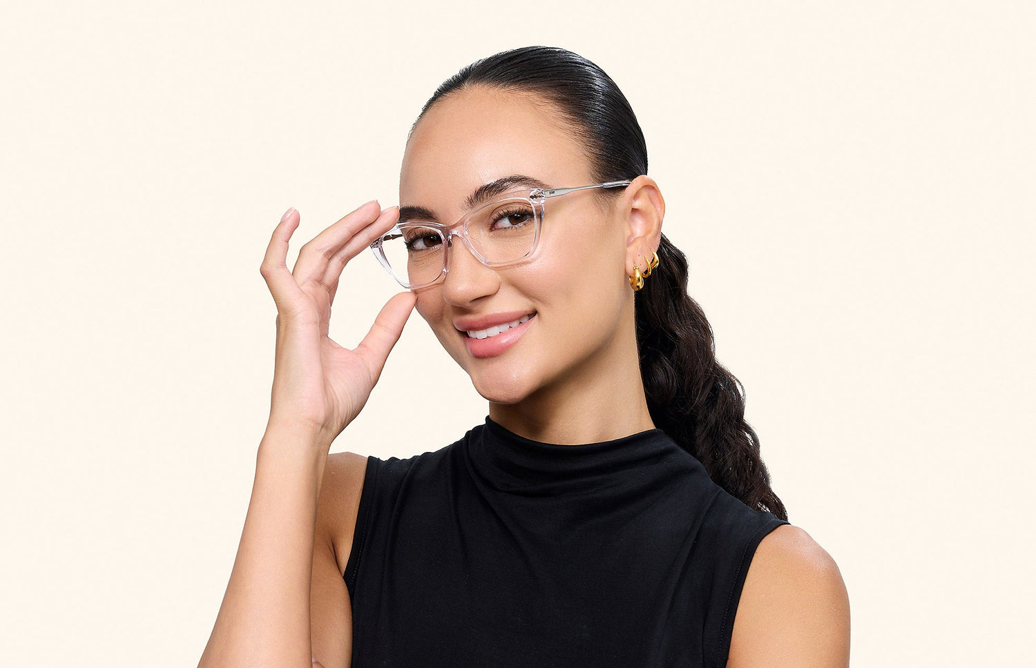 The Wanda - Crystal Clear Acetate Silver Metal - LifeStyle1 - Pair Eyewear