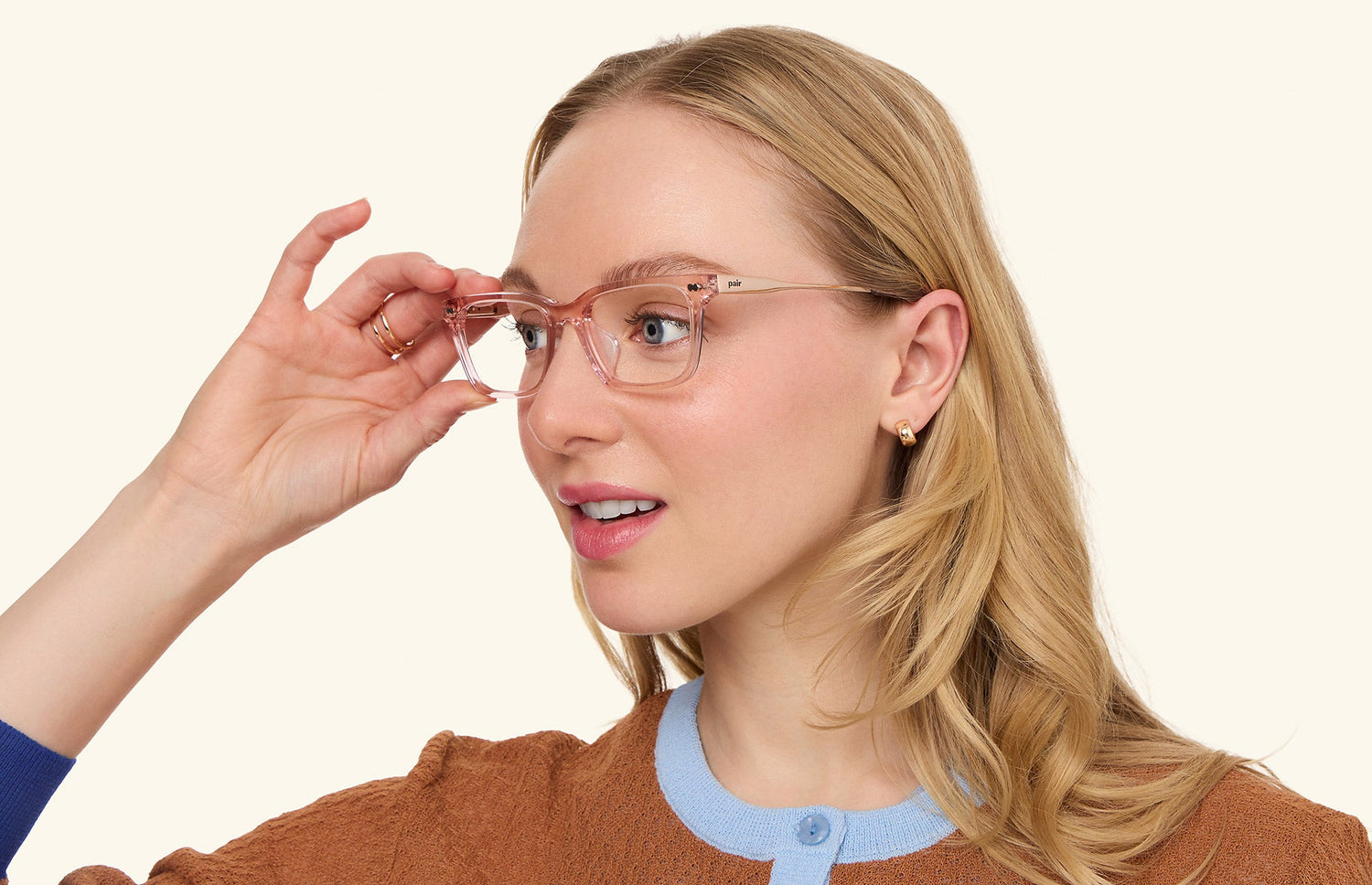 The Larkin - Pink Clear Acetate Rose Gold Metal - LifeStyle2 - Pair Eyewear