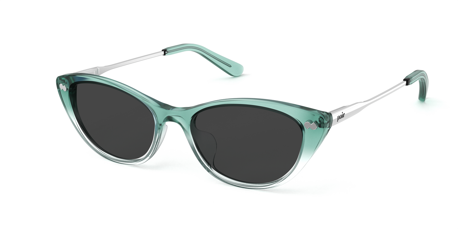 The ella - Teal Pearlized Gradient Acetate Silver Metal Sun - Carousel1 - Pair Eyewear