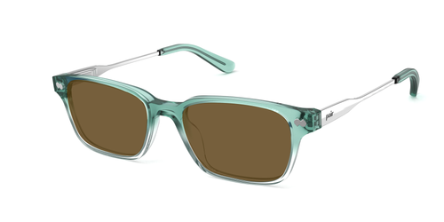 The Finley - Teal Pearlized Gradient Acetate Silver Metal Sun - Secondary Image - Pair Eyewear