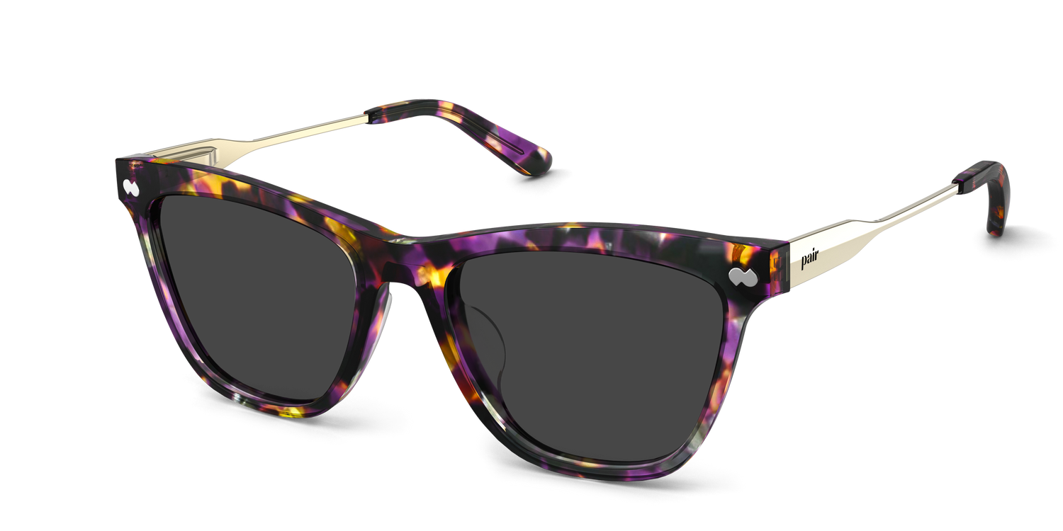 The Harper - Purple Confetti Tortoise Acetate Gold Metal Sun - Carousel1 - Pair Eyewear