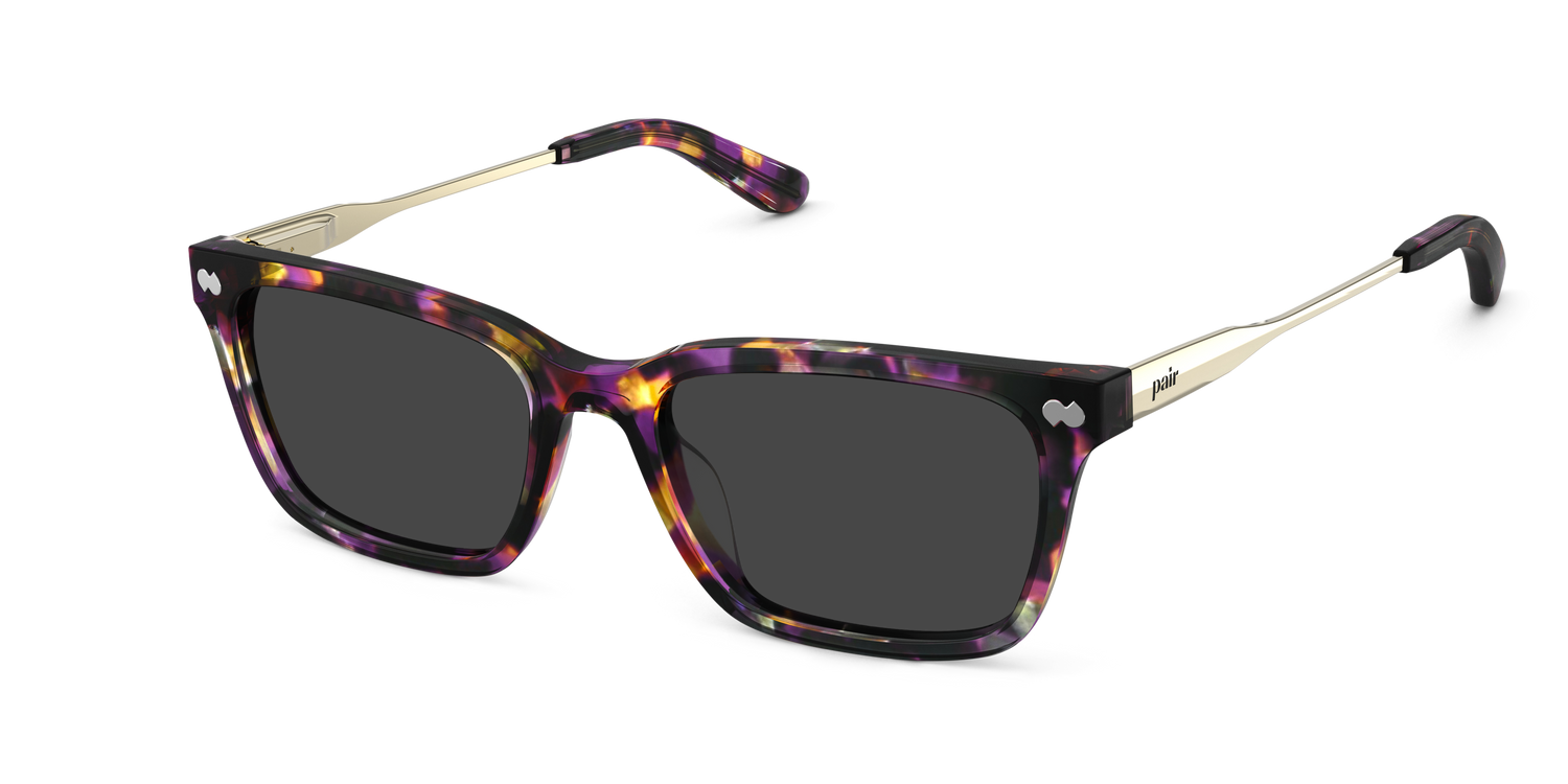 The Larkin - Purple Confetti Tortoise Acetate Gold Metal Sun - Carousel1 - Pair Eyewear