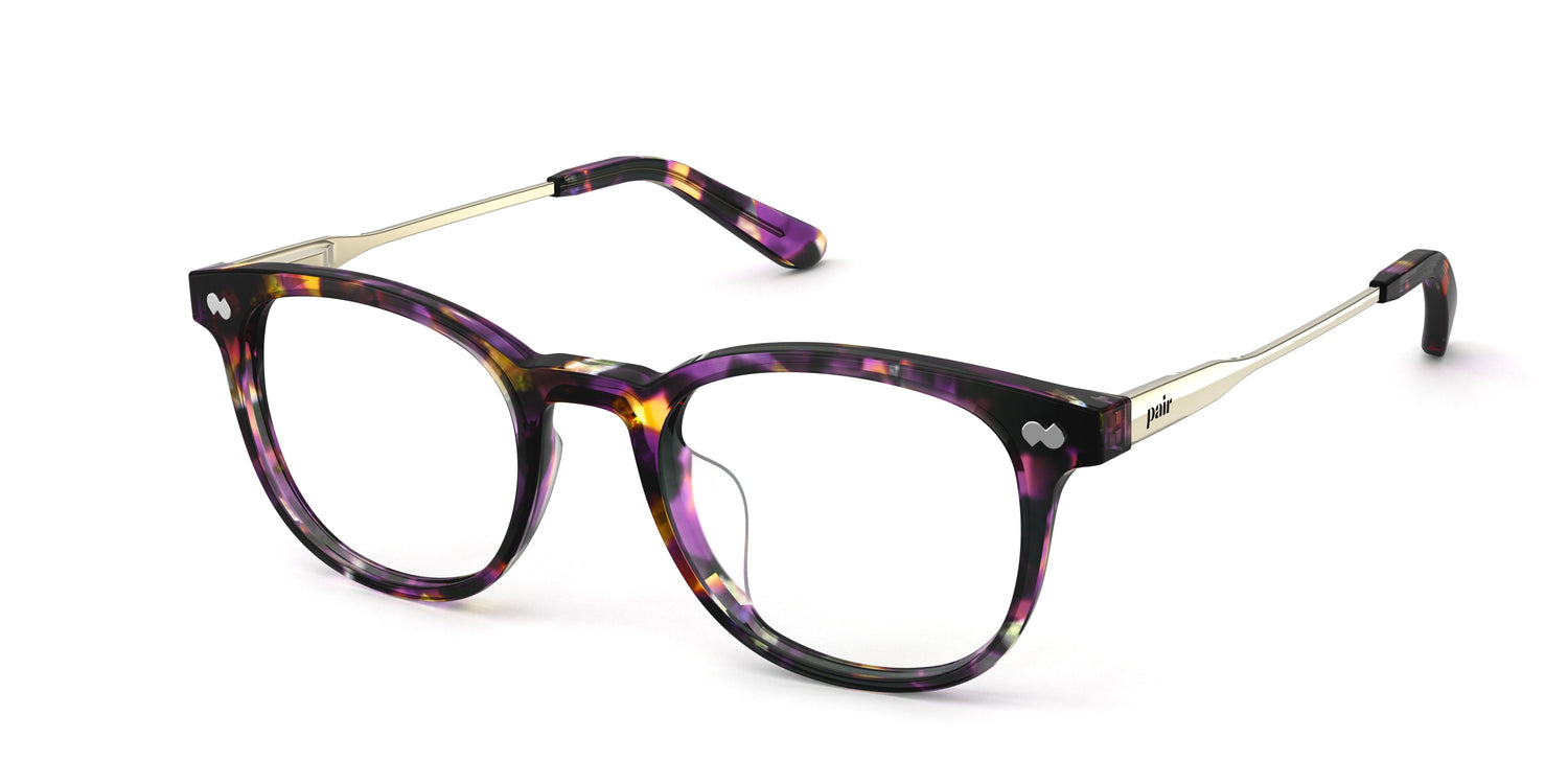 The Reese - Purple Confetti Tortoise Acetate Gold Metal - Carousel1 - Pair Eyewear