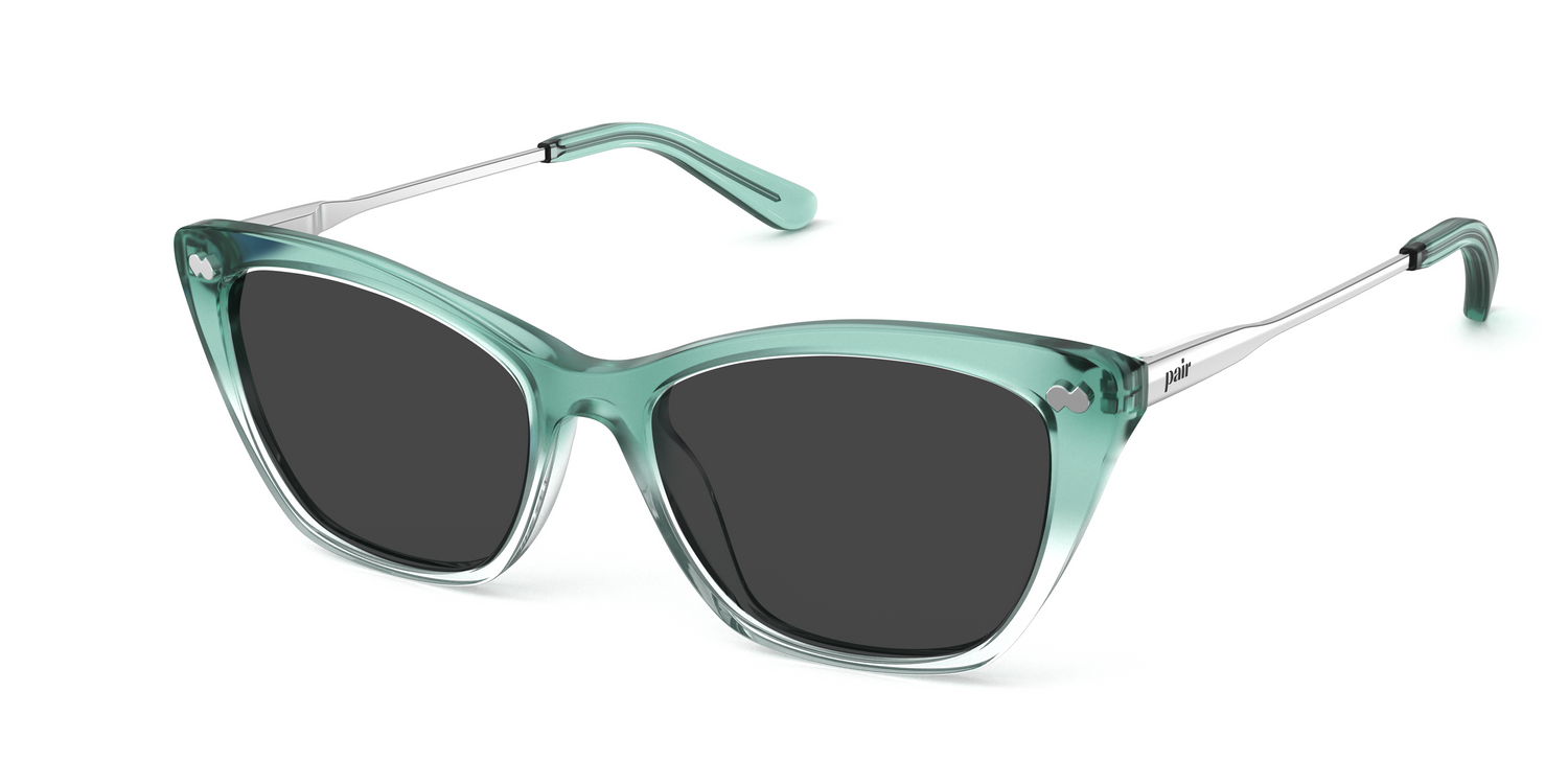 The Wanda - Teal Pearlized Gradient Acetate Silver Metal Sun - Carousel1 - Pair Eyewear