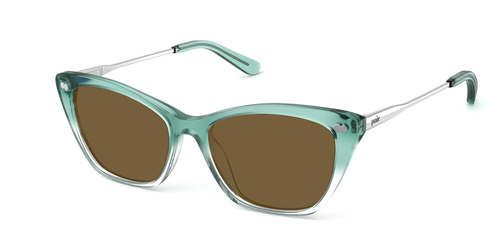 The Wanda - Teal Pearlized Gradient Acetate Silver Metal Sun - Secondary Image - Pair Eyewear